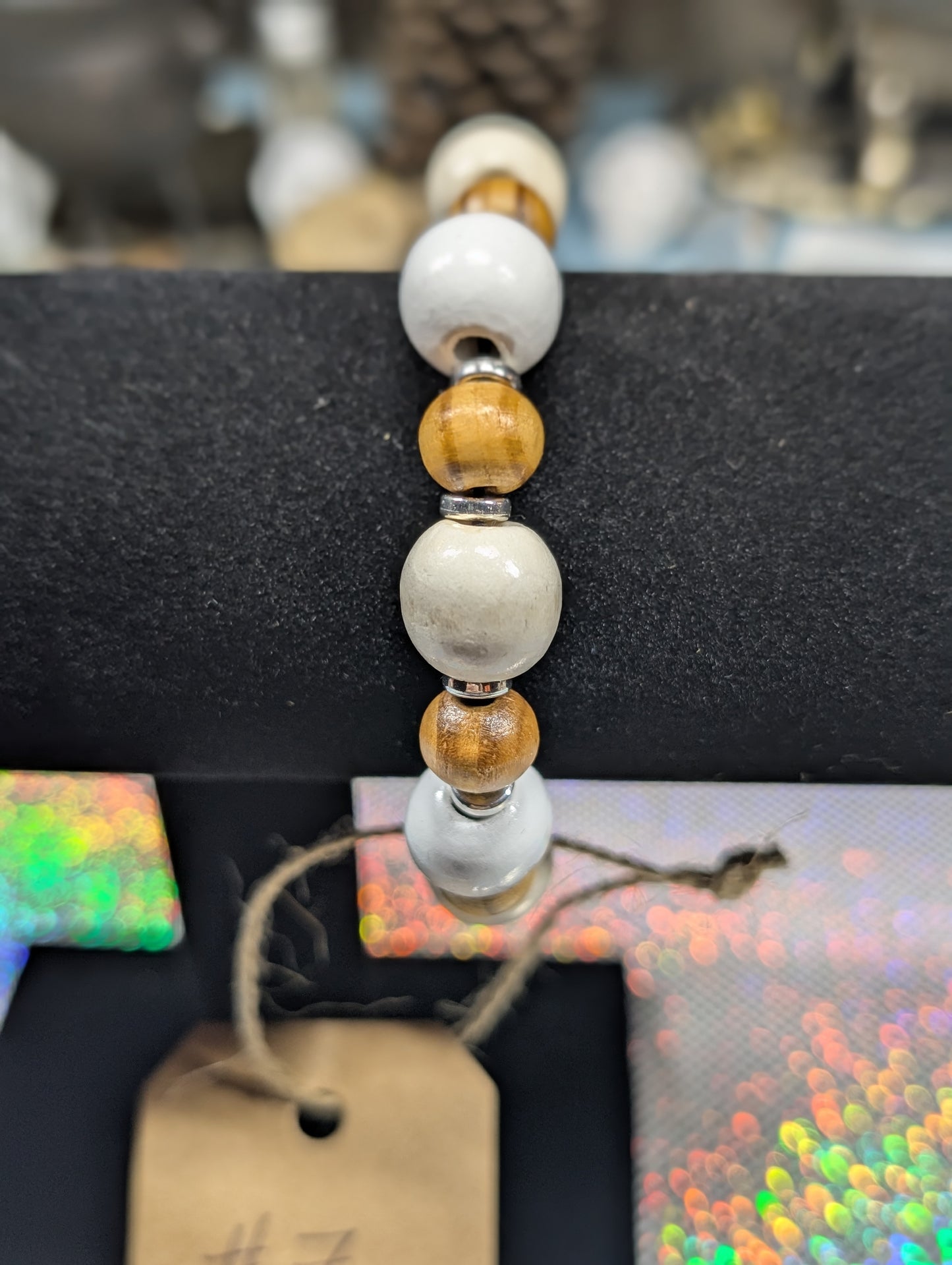 Natural Tones Wood Bead Bracelet (Bracelet #7)