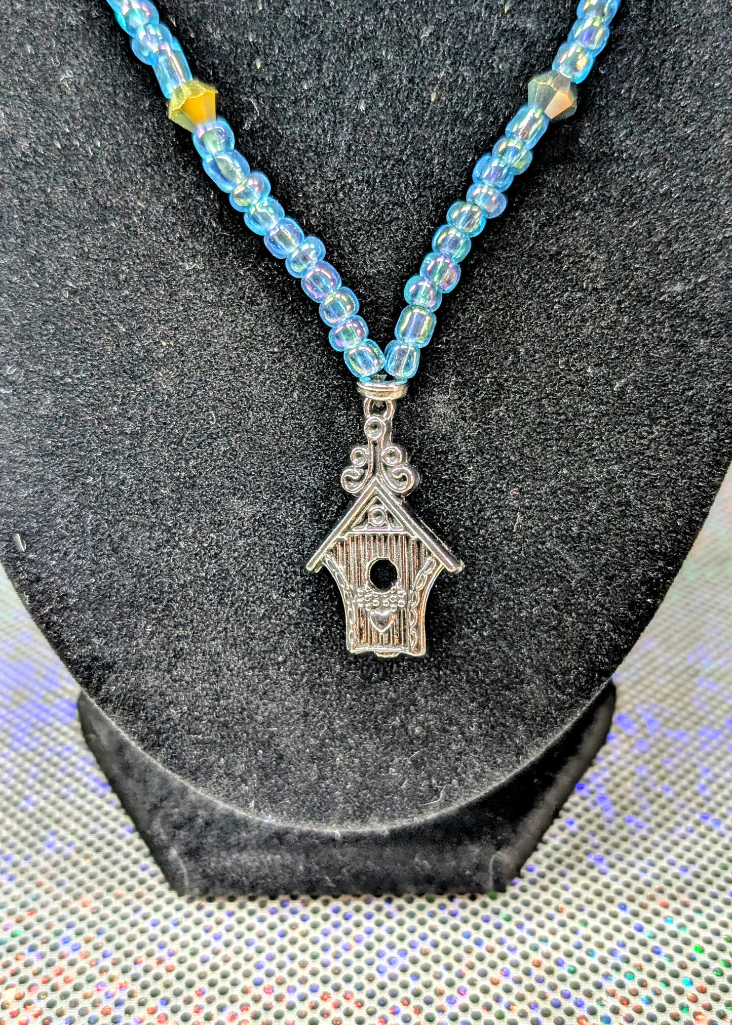 Birdhouse Glass Bead Necklace (Necklace #13)